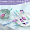E-far 12-Piece Toddler Silverware, Stainless Steel Kids Utensils Forks and Spoons, Children Safe Mirror Polished Metal Cutlery Set for Self Feeding, 6 Forks & 6 Spoons(Rainbow)(Rainbow)