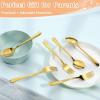 E-far 12-Piece Toddler Silverware, Stainless Steel Kids Utensils Forks and Spoons, Children Safe Mirror Polished Metal Cutlery Set for Self Feeding, 6 Forks & 6 Spoons(Rainbow)(Gold)