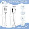 E-far 12-Piece Toddler Silverware, Stainless Steel Kids Utensils Forks and Spoons, Children Safe Mirror Polished Metal Cutlery Set for Self Feeding, 6 Forks & 6 Spoons(Rainbow)(Silver)