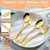 E-far 12-Piece Toddler Silverware, Stainless Steel Kids Utensils Forks and Spoons, Children Safe Mirror Polished Metal Cutlery Set for Self Feeding, 6 Forks & 6 Spoons(Rainbow)(Gold)