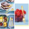 E-far 6-Piece Kids Silverware, Stainless Steel Toddler Utensils Safe for Preschooler/Children, Includes 2 Kids Forks 2 Spoons 2 Knife, Slimline Adult Look & Small Size, Rust Free & Dishwasher Safe(Gold)