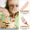 E-far 6-Piece Kids Silverware, Stainless Steel Toddler Utensils Safe for Preschooler/Children, Includes 2 Kids Forks 2 Spoons 2 Knife, Slimline Adult Look & Small Size, Rust Free & Dishwasher Safe(Copper)