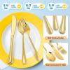 E-far 6-Piece Kids Silverware, Stainless Steel Toddler Utensils Safe for Preschooler/Children, Includes 2 Kids Forks 2 Spoons 2 Knife, Slimline Adult Look & Small Size, Rust Free & Dishwasher Safe(Gold)