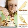 E-far 6-Piece Kids Silverware, Stainless Steel Toddler Utensils Safe for Preschooler/Children, Includes 2 Kids Forks 2 Spoons 2 Knife, Slimline Adult Look & Small Size, Rust Free & Dishwasher Safe(Gold)