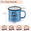 E-far Enamel Camping Mug Set of 6, 16 Ounce Metal Enamel Coffee Tea Cups for Outdoor Camping Hiking Backpacking Kids, 2-Sided Unique Graphic Design & Large Size – Colourful(Black White Yellow Blue Dark Green Red)