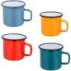 E-far Enamel Camping Mug Set of 6, 16 Ounce Metal Enamel Coffee Tea Cups for Outdoor Camping Hiking Backpacking Kids, 2-Sided Unique Graphic Design & Large Size – Colourful(Red Blue Dark Green Yellow)