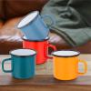 E-far Enamel Camping Mug Set of 6, 16 Ounce Metal Enamel Coffee Tea Cups for Outdoor Camping Hiking Backpacking Kids, 2-Sided Unique Graphic Design & Large Size – Colourful(Red Blue Dark Green Yellow)
