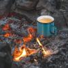 E-far Enamel Camping Mug Set of 6, 16 Ounce Metal Enamel Coffee Tea Cups for Outdoor Camping Hiking Backpacking Kids, 2-Sided Unique Graphic Design & Large Size – Colourful(Red Blue Dark Green Yellow)