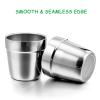 E-far Metal Cups for Kids Baby, 6 Ounce Stainless Steel Insulated Cups for Toddler Children, Training & Transition, Double Wall & Shatterproof, Mirror Polished & Dishwasher Safe – 2 Pack