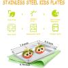 E-far Stainless Steel Kids Plates, 4 Pieces Mini Metal Dinner Dish Set for Kids Toddler Child, 7.3” x 5.3” x 0.75”, Non-Toxic & Dishwasher Safe, Great for Self-Feeding/Picnic/Outdoor Camping(7.3” x 5.3” x 0.75”)