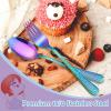 E-far Toddler Forks and Spoons Set, 10-Piece Stainless Steel Toddler Utensils Kids Safe Silverware for Self Feeding, Healthy & Non-Toxic, Rainbow(Mirror Rainbow)