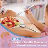 E-far Toddler Forks and Spoons Set, 10-Piece Stainless Steel Toddler Utensils Kids Safe Silverware for Self Feeding, Healthy & Non-Toxic, Rainbow(Silver Mirror)