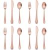E-far 6-Piece Kids Silverware, Stainless Steel Toddler Utensils Safe for Preschooler/Children, Includes 2 Kids Forks 2 Spoons 2 Knife, Slimline Adult Look & Small Size, Rust Free & Dishwasher Safe(Copper)