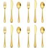 E-far 6-Piece Kids Silverware, Stainless Steel Toddler Utensils Safe for Preschooler/Children, Includes 2 Kids Forks 2 Spoons 2 Knife, Slimline Adult Look & Small Size, Rust Free & Dishwasher Safe(Gold)