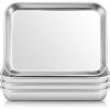 E-far Stainless Steel Kids Plates, 4 Pieces Mini Metal Dinner Dish Set for Kids Toddler Child, 7.3” x 5.3” x 0.75”, Non-Toxic & Dishwasher Safe, Great for Self-Feeding/Picnic/Outdoor Camping(9.4” x 7.3” x 1”)
