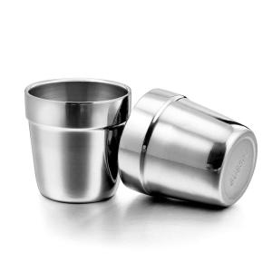 E-far Metal Cups for Kids Baby, 6 Ounce Stainless Steel Insulated Cups for Toddler Children, Training & Transition, Double Wall & Shatterproof, Mirror Polished & Dishwasher Safe – 2 Pack
