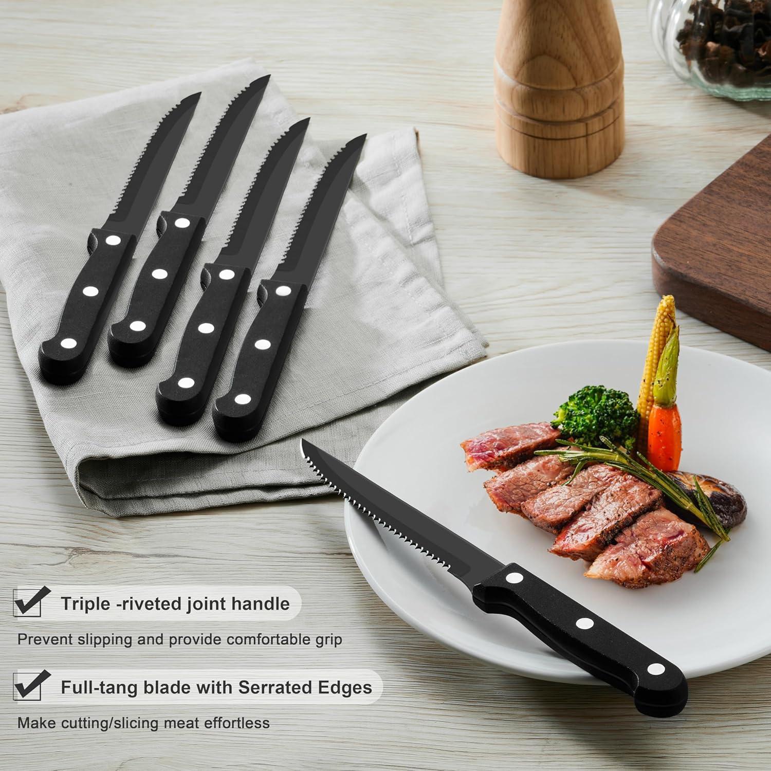 imageEfar Silverware Set with Organizer 49Piece Stainless Steel Flatware Cutlery Set for 8 with Steak Knives Kitchen Metal Eating Utensils Sets Include Forks Spoons Knife Mirror Polished amp Rust ProofBlack
