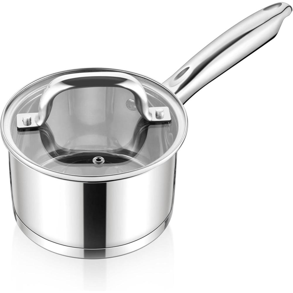imageEfar 1 Quart Saucepan with Lid Stainless Steel Small Sauce Pan Boiling Pot for Cooking Compatible with All Stoves Healthy amp Non Toxic Oven amp Dishwasher Safe2QT
