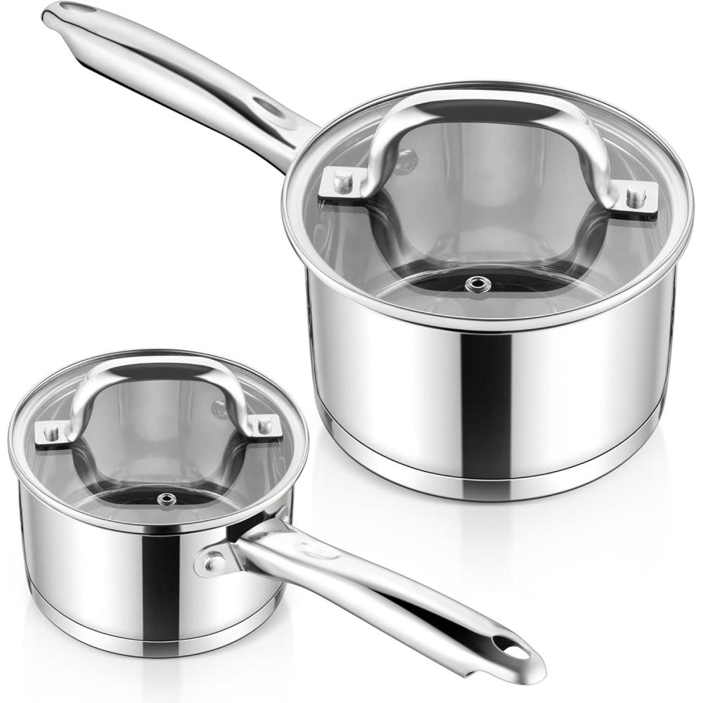 imageEfar 1 Quart Saucepan with Lid Stainless Steel Small Sauce Pan Boiling Pot for Cooking Compatible with All Stoves Healthy amp Non Toxic Oven amp Dishwasher Safe2QT 3QT
