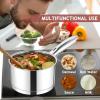 E-far 1 Quart Saucepan with Lid, Stainless Steel Small Sauce Pan Boiling Pot for Cooking, Compatible with All Stoves, Healthy & Non Toxic, Oven & Dishwasher Safe(3QT)