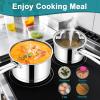 E-far 1 Quart Saucepan with Lid, Stainless Steel Small Sauce Pan Boiling Pot for Cooking, Compatible with All Stoves, Healthy & Non Toxic, Oven & Dishwasher Safe(2QT & 3QT)