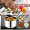 E-far 1 Quart Saucepan with Lid, Stainless Steel Small Sauce Pan Boiling Pot for Cooking, Compatible with All Stoves, Healthy & Non Toxic, Oven & Dishwasher Safe(1QT)