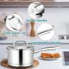 E-far 1 Quart Saucepan with Lid, Stainless Steel Small Sauce Pan Boiling Pot for Cooking, Compatible with All Stoves, Healthy & Non Toxic, Oven & Dishwasher Safe(2QT & 3QT)