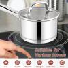 E-far 1 Quart Saucepan with Lid, Stainless Steel Small Sauce Pan Boiling Pot for Cooking, Compatible with All Stoves, Healthy & Non Toxic, Oven & Dishwasher Safe(2QT)