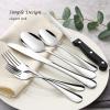 E-far 48-Piece Silverware Set with Steak Knives, Stainless Steel Flatware Cutlery Set Eating Utensils for 8, Spoons Forks Knives for Home Kitchen, Simple Design & Mirror Finish, Dishwasher Safe(Silver Mirror)
