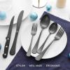 E-far Silverware Set with Organizer, 49-Piece Stainless Steel Flatware Cutlery Set for 8 with Steak Knives, Kitchen Metal Eating Utensils Sets Include Forks Spoons Knife, Mirror Polished & Rust Proof(Matte Black)