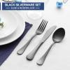 E-far Silverware Set with Organizer, 49-Piece Stainless Steel Flatware Cutlery Set for 8 with Steak Knives, Kitchen Metal Eating Utensils Sets Include Forks Spoons Knife, Mirror Polished & Rust Proof(Matte Black)