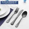 E-far Silverware Set with Organizer, 49-Piece Stainless Steel Flatware Cutlery Set for 8 with Steak Knives, Kitchen Metal Eating Utensils Sets Include Forks Spoons Knife, Mirror Polished & Rust Proof(Black)