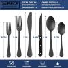 E-far Silverware Set with Organizer, 49-Piece Stainless Steel Flatware Cutlery Set for 8 with Steak Knives, Kitchen Metal Eating Utensils Sets Include Forks Spoons Knife, Mirror Polished & Rust Proof(Matte Black)