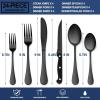 E-far Silverware Set with Organizer, 49-Piece Stainless Steel Flatware Cutlery Set for 8 with Steak Knives, Kitchen Metal Eating Utensils Sets Include Forks Spoons Knife, Mirror Polished & Rust Proof(Black)