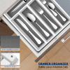 E-far Silverware Set with Organizer, 49-Piece Stainless Steel Flatware Cutlery Set for 8 with Steak Knives, Kitchen Metal Eating Utensils Sets Include Forks Spoons Knife, Mirror Polished & Rust Proof(Silver)