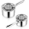 E-far 1 Quart Saucepan with Lid, Stainless Steel Small Sauce Pan Boiling Pot for Cooking, Compatible with All Stoves, Healthy & Non Toxic, Oven & Dishwasher Safe(1QT & 2QT)