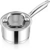 E-far 1 Quart Saucepan with Lid, Stainless Steel Small Sauce Pan Boiling Pot for Cooking, Compatible with All Stoves, Healthy & Non Toxic, Oven & Dishwasher Safe(2QT)