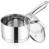 E-far 1 Quart Saucepan with Lid, Stainless Steel Small Sauce Pan Boiling Pot for Cooking, Compatible with All Stoves, Healthy & Non Toxic, Oven & Dishwasher Safe(3QT)