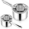E-far 1 Quart Saucepan with Lid, Stainless Steel Small Sauce Pan Boiling Pot for Cooking, Compatible with All Stoves, Healthy & Non Toxic, Oven & Dishwasher Safe(2QT & 3QT)