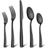 E-far Matte Black Silverware Set for 4, 20 Pieces Stainless Steel Flatware Eating Utensils Set for Home Kitchen Restaurant, Metal Forks Spoons and Knives with Square Handle for Wedding Dinner Party(Matte Black)