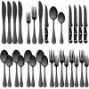 E-far Silverware Set with Organizer, 49-Piece Stainless Steel Flatware Cutlery Set for 8 with Steak Knives, Kitchen Metal Eating Utensils Sets Include Forks Spoons Knife, Mirror Polished & Rust Proof(Black)