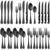 E-far Silverware Set with Organizer, 49-Piece Stainless Steel Flatware Cutlery Set for 8 with Steak Knives, Kitchen Metal Eating Utensils Sets Include Forks Spoons Knife, Mirror Polished & Rust Proof(Matte Black)