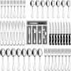 E-far Silverware Set with Organizer, 49-Piece Stainless Steel Flatware Cutlery Set for 8 with Steak Knives, Kitchen Metal Eating Utensils Sets Include Forks Spoons Knife, Mirror Polished & Rust Proof(Silver)