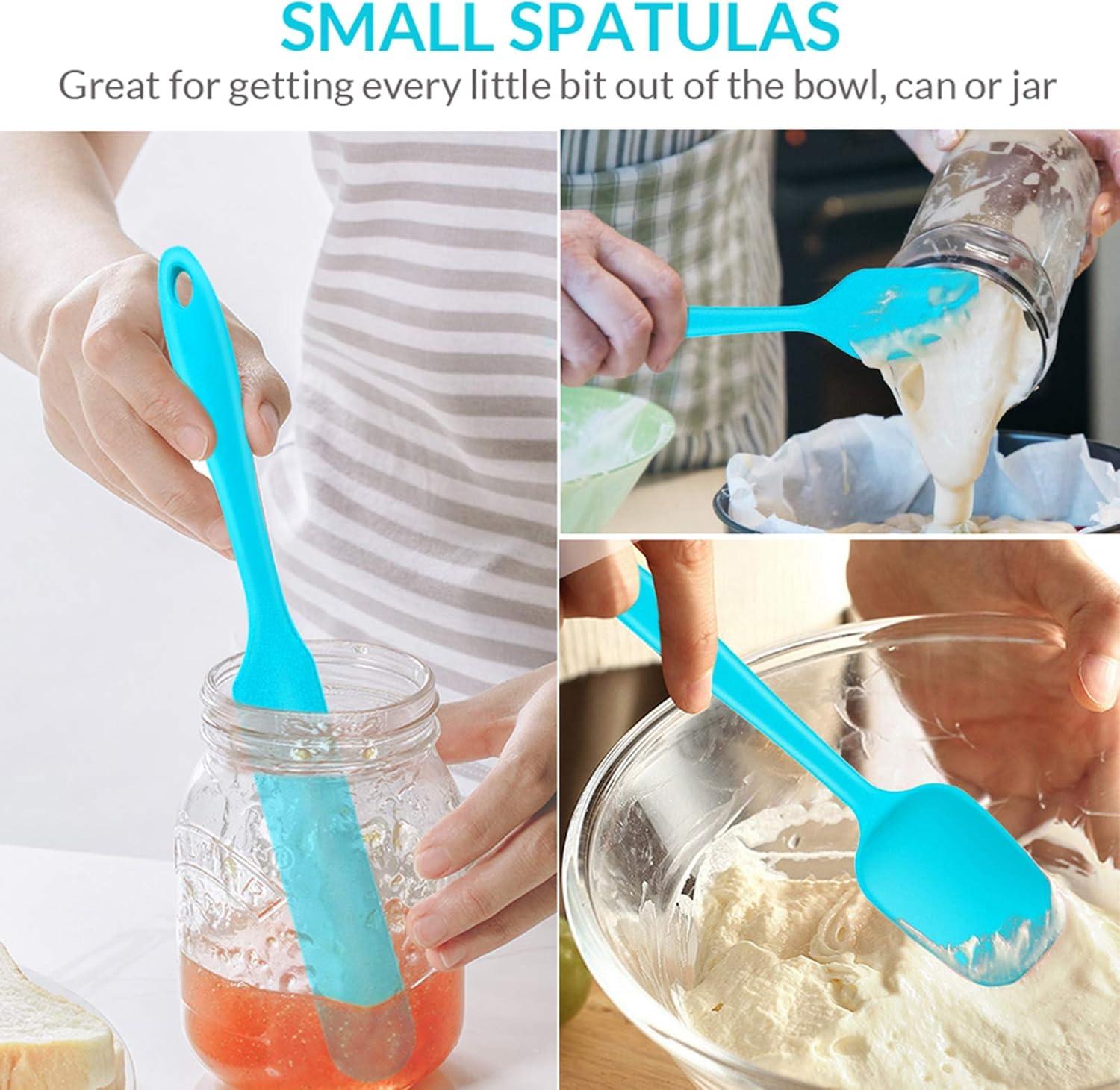 imageSilicone Spatula Set Efar 5 PCS Heat Resistant Rubber Spatulas Utensils for Nonstick Cookware Baking Cooking Mixing Seamless amp Flexible Dishwasher Safe Blue