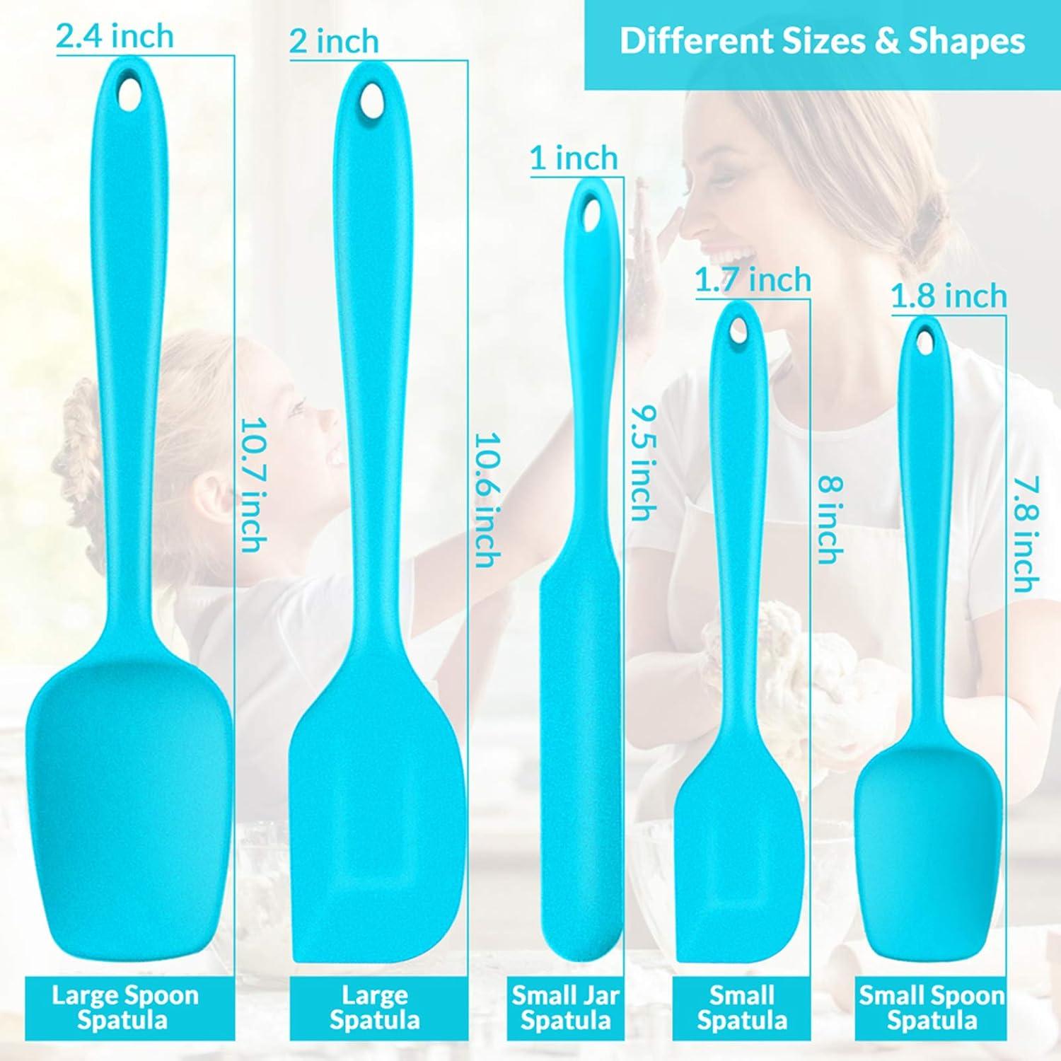 imageSilicone Spatula Set Efar 5 PCS Heat Resistant Rubber Spatulas Utensils for Nonstick Cookware Baking Cooking Mixing Seamless amp Flexible Dishwasher Safe Blue