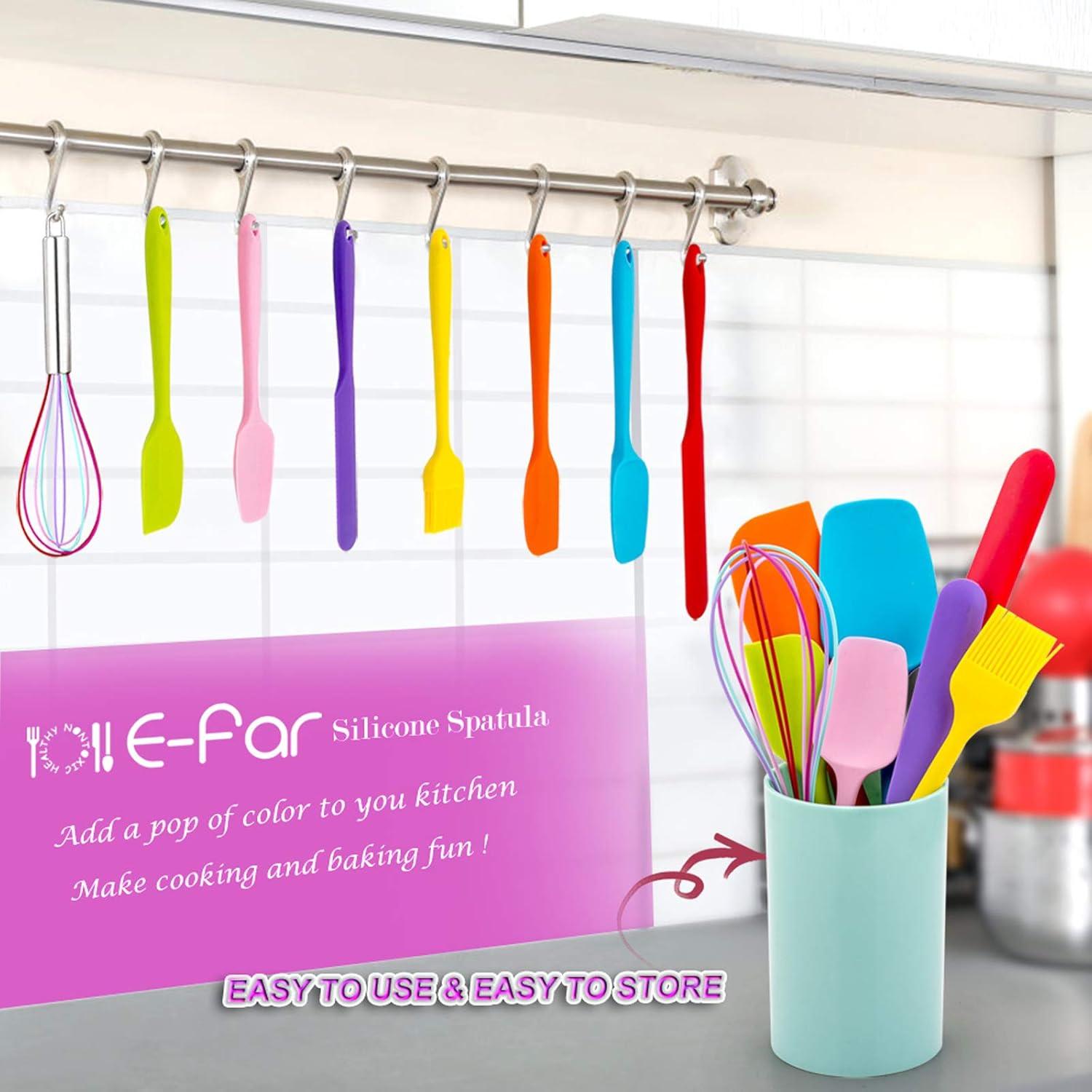 imageSilicone Spatula Set Efar 9 PCS Heat Resistant Rubber Spatulas Kitchen Utensils for Nonstick Cookware Baking Cooking Mixing Seamless amp Flexible Vibrant Colored amp Dishwasher Safe