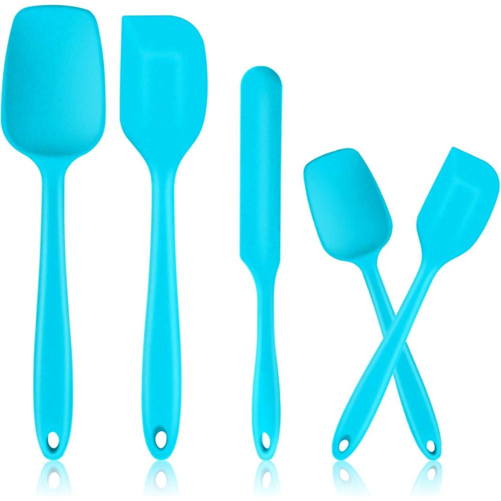 imageSilicone Spatula Set Efar 5 PCS Heat Resistant Rubber Spatulas Utensils for Nonstick Cookware Baking Cooking Mixing Seamless amp Flexible Dishwasher Safe Blue