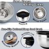 E-far Mixing Bowls with Lids Set, 23-Piece Stainless Steel Nesting Bowls with Black Airtight Lids and Non-Slip Bottoms, Size 5, 3, 2.5, 1.5, 1, 0.5QT, Great for Baking/Mixing/Prepping/Serving