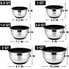 E-far Mixing Bowls with Lids Set, 23-Piece Stainless Steel Nesting Bowls with Black Airtight Lids and Non-Slip Bottoms, Size 5, 3, 2.5, 1.5, 1, 0.5QT, Great for Baking/Mixing/Prepping/Serving