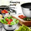 E-far Mixing Bowls with Lids Set, 23-Piece Stainless Steel Nesting Bowls with Black Airtight Lids and Non-Slip Bottoms, Size 5, 3, 2.5, 1.5, 1, 0.5QT, Great for Baking/Mixing/Prepping/Serving